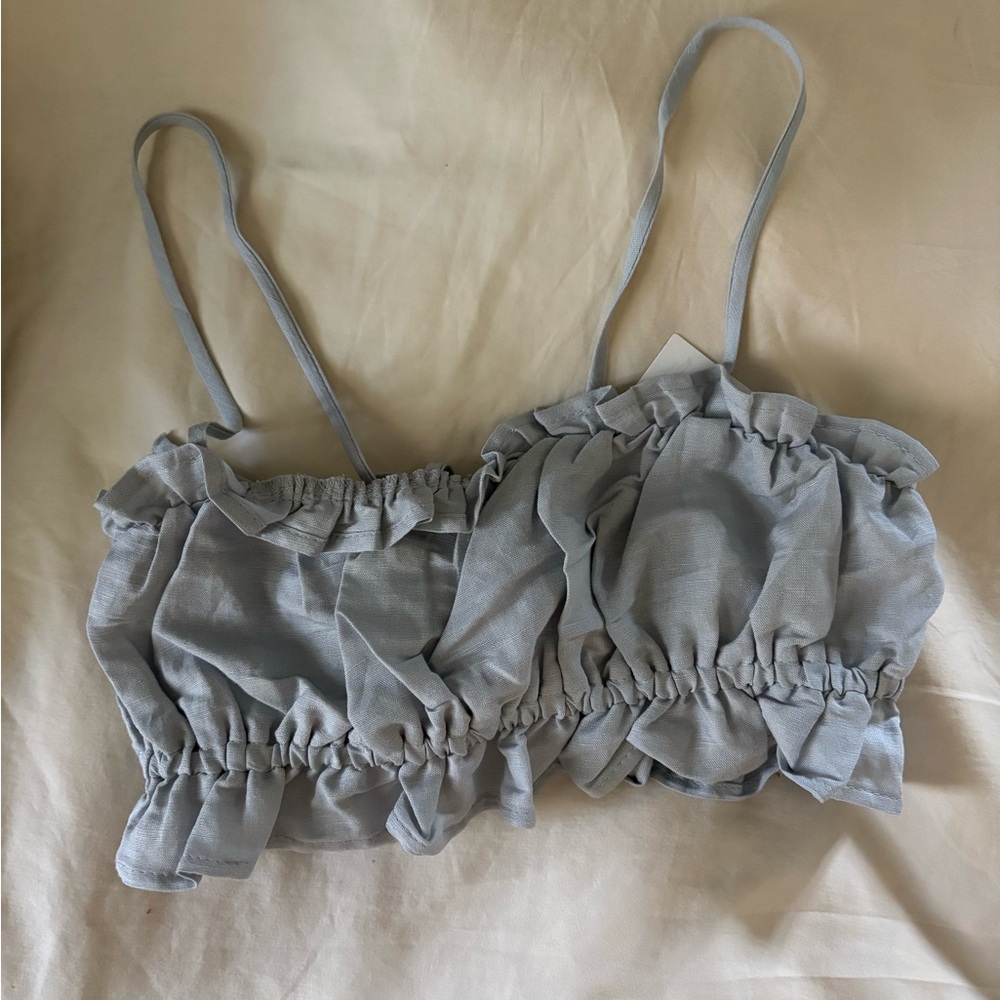 NWT Light Blue Ruffle Bandeau Top - Women